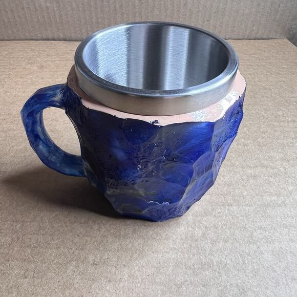 Plastic Faux Mineral Crystal Coffee Cups 4‎ OUNCES Novelty Stainless Steel SET/4 - Picture 2 of 14